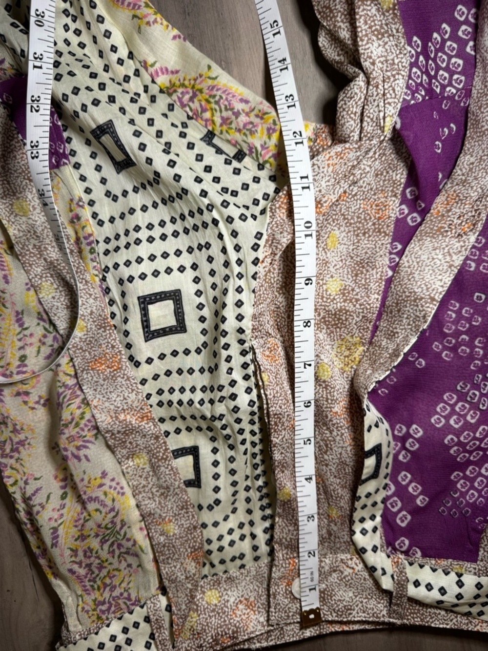 Zara Patchwork Straight-Leg Pants in Purple and Beige - Picture 9 of 11